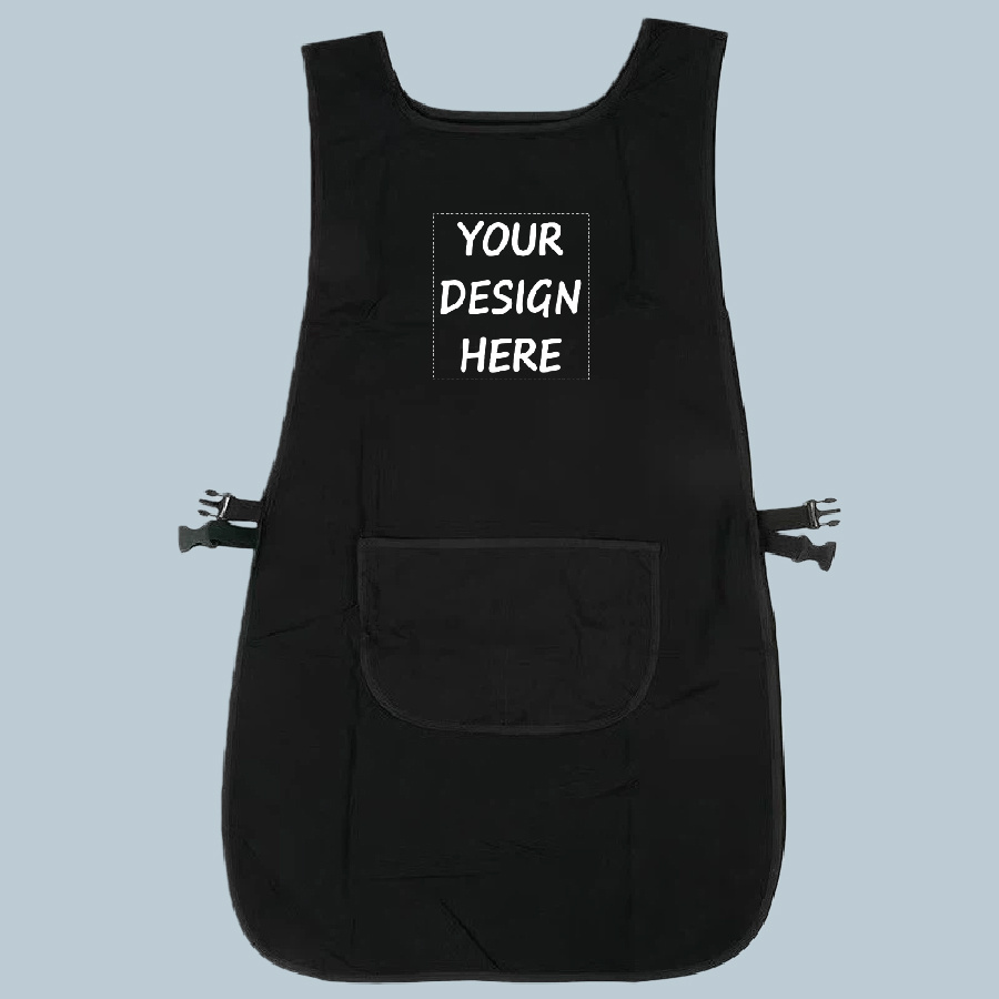 TEMU Custom Logo Professional Barber Apron With Pockets - Double-sided Styling Workwear, Suitable For Salon And Home Use, Black, Multi-compartment