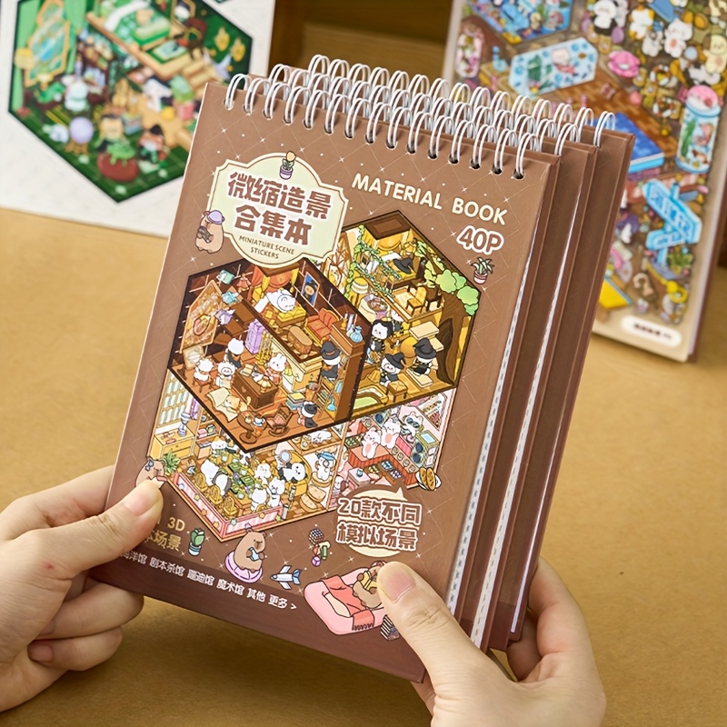 40pcs miniature scene sticker book capybara theme 3d visual landscape decals for diy crafts   minis journaling creative self   cartoon wall art no cutting needed relaxation gift idea