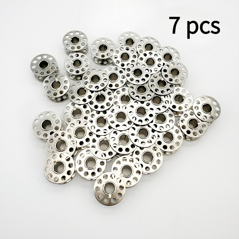 TEMU 7pcs Set Of Brother Brand Compatible Metal Bobbins, Stainless Steel Sewing Machine Bobbin Box, Suitable For Cs/ Household Sewing Machines, An