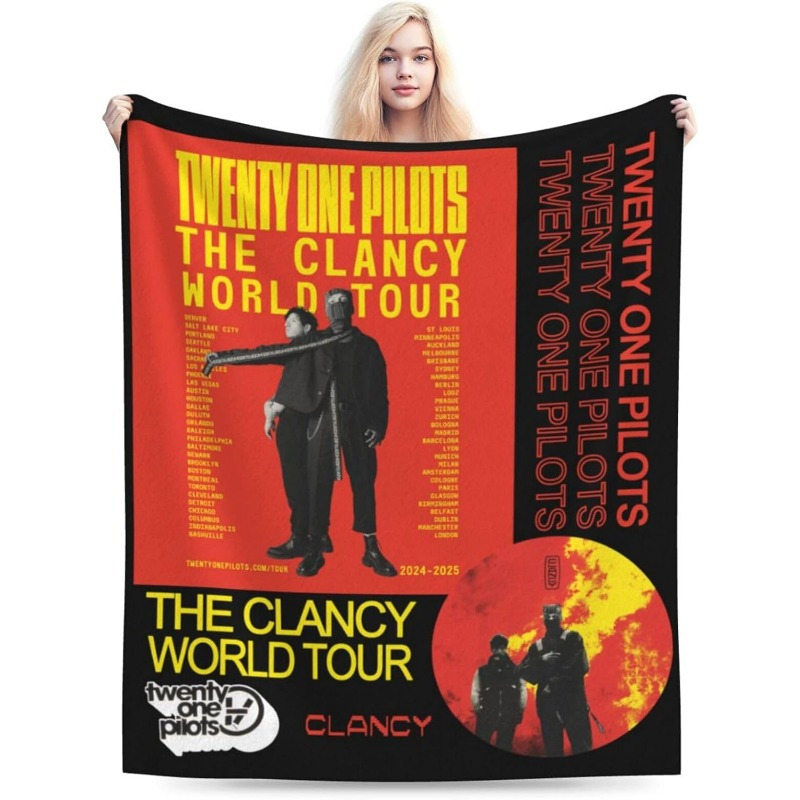 

1pc Pilots The Flannel Throw Blanket - Contemporary Style, All , 250-300gsm Knit Fabric, 50"x40" Polyester, Music Themed Bedding