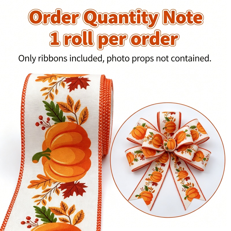 TEMU Ruban en toile de jute à fil métallique d'automne de 5 yd/63 mm (2,5 pouces), de Thanksgiving, feuille d'érable orange et jaune, pour décoration