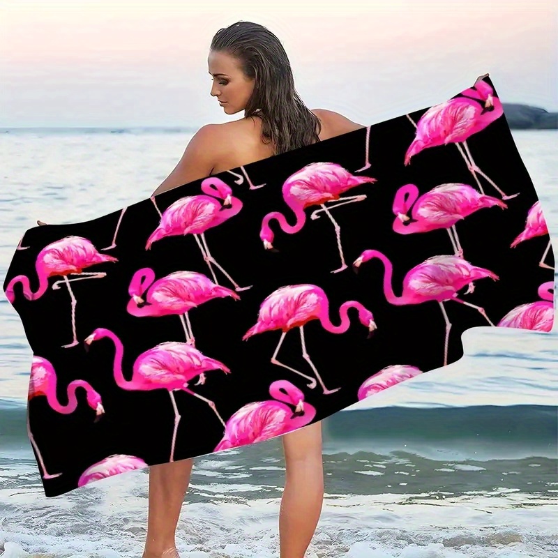 TEMU 1pc, 2d Digital Single-sided Print, Ultra-, Pink Towel For Summer, Suitable For , Absorbent