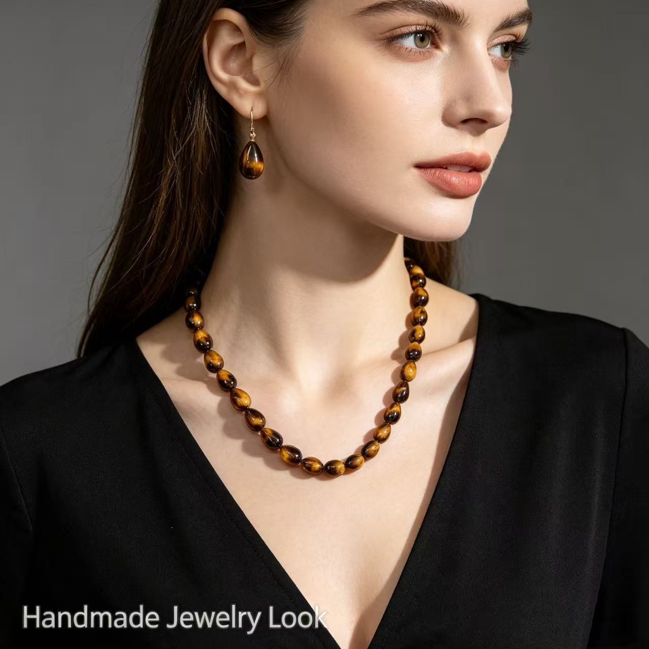 28pcs Yellow Tiger's Eye Tear Drop Glass Beads for Jewellery Making