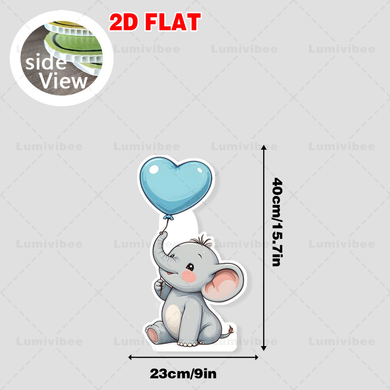 TEMU 2d Flat, 1pc Standee Flat Birthday Party Photo Booth Cardboard Cutouts Cartoon Elephant Balloon -durable Resin Material, Used For Birthday And