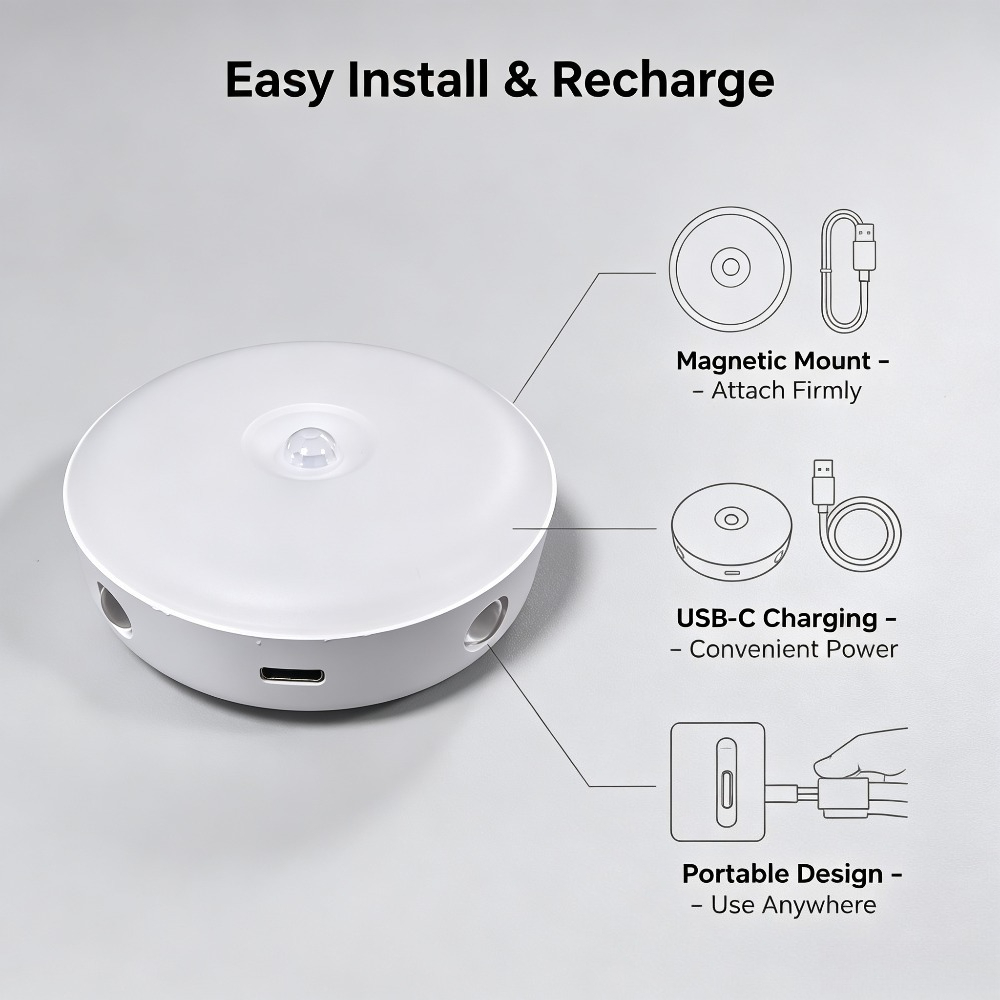 TEMU Applique Murale Intelligente à Capteur de Mouvement RGB, Lumière Stroboscopique, Lumière à Capteur pour Escalier, Lumière de et de , Support
