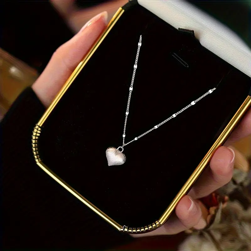 s925 sterling silver heart necklace for women delicate choker pendant luxurious hypoallergenic adjustable chain anniversary birthday valentine gift for wife girlfriend her casual attire party wedding beach vacation christmas gift Product details 5