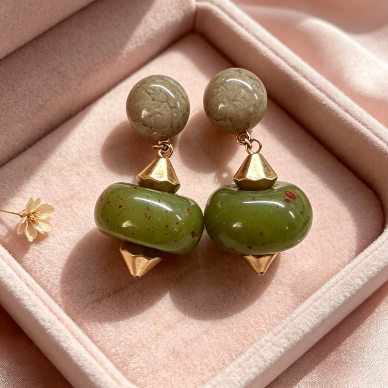 TEMU 2pcs Aretes Largos con Puntas Estilo Bohemio Casual, Geométricos Suaves y Bloques de Color, Aretes de Moda para Mujer con , Adecuados para