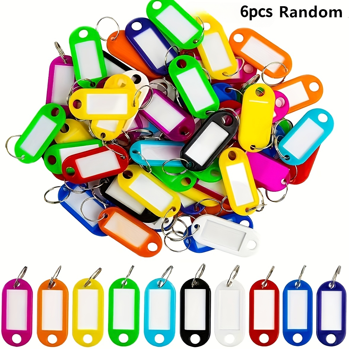 TEMU 6 pezzi Colori Casuali con 10 Etichette per Chiavi - Etichette per Chiavi in Plastica, Portachiavi