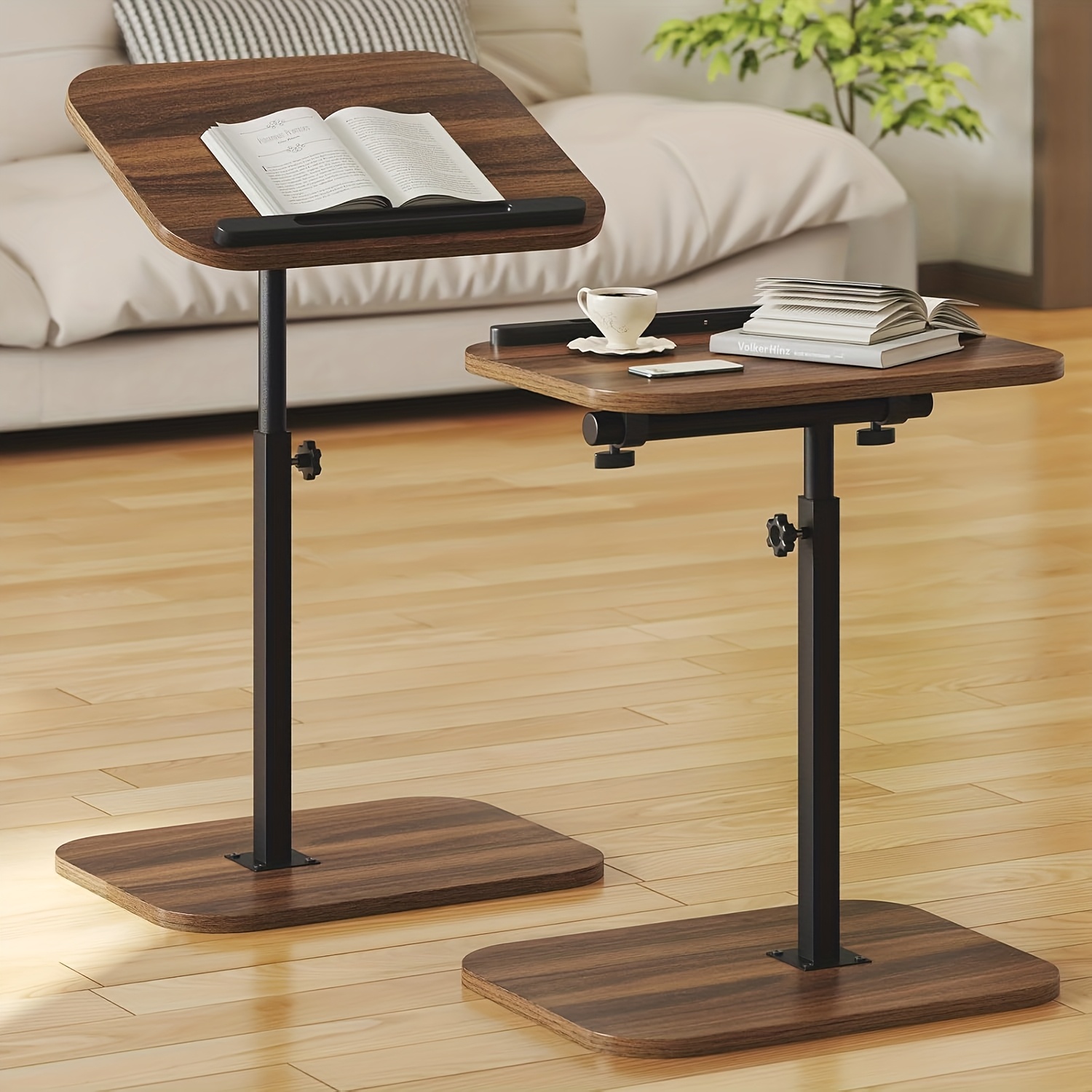 Mobiler Hubtisch mit 360° drehbarem Hubplattendesign & höhenverstellbar – Multifunktionaler platzsparender Schreibtisch * als Couchtisch, Computertisch, Sofa-Beistelltisch mit Tablet-Ablage & Metall