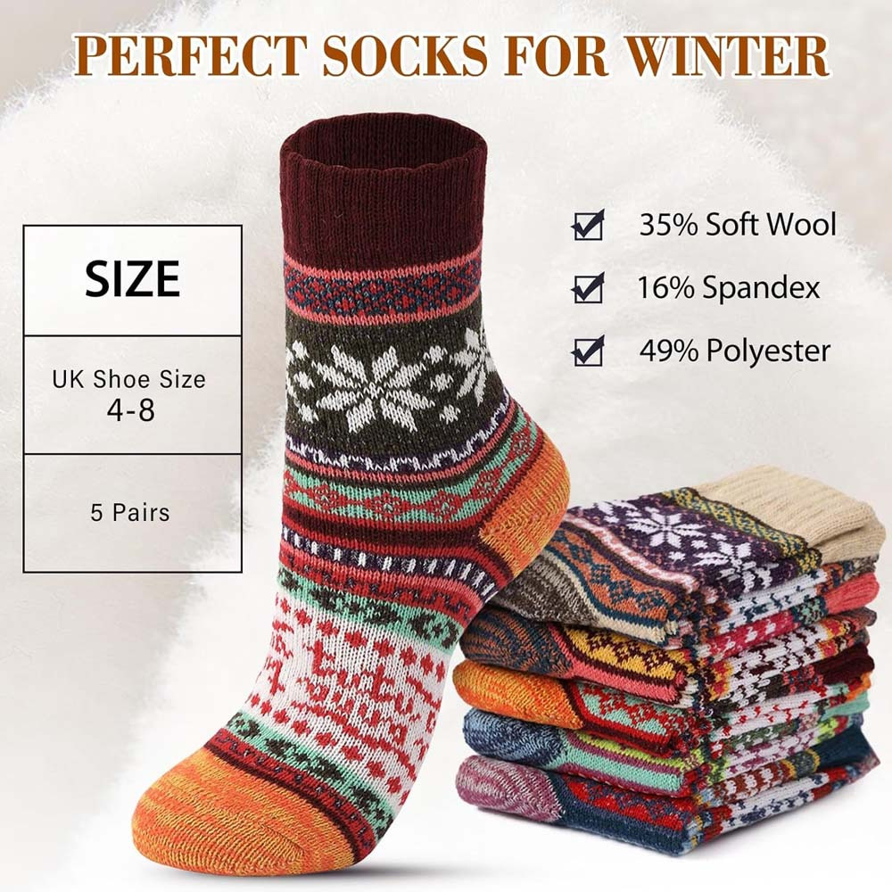 

5 Pairs Womens Socks, Thermal Socks Women , Women's Comfortable Warm Socks Ladies Socks