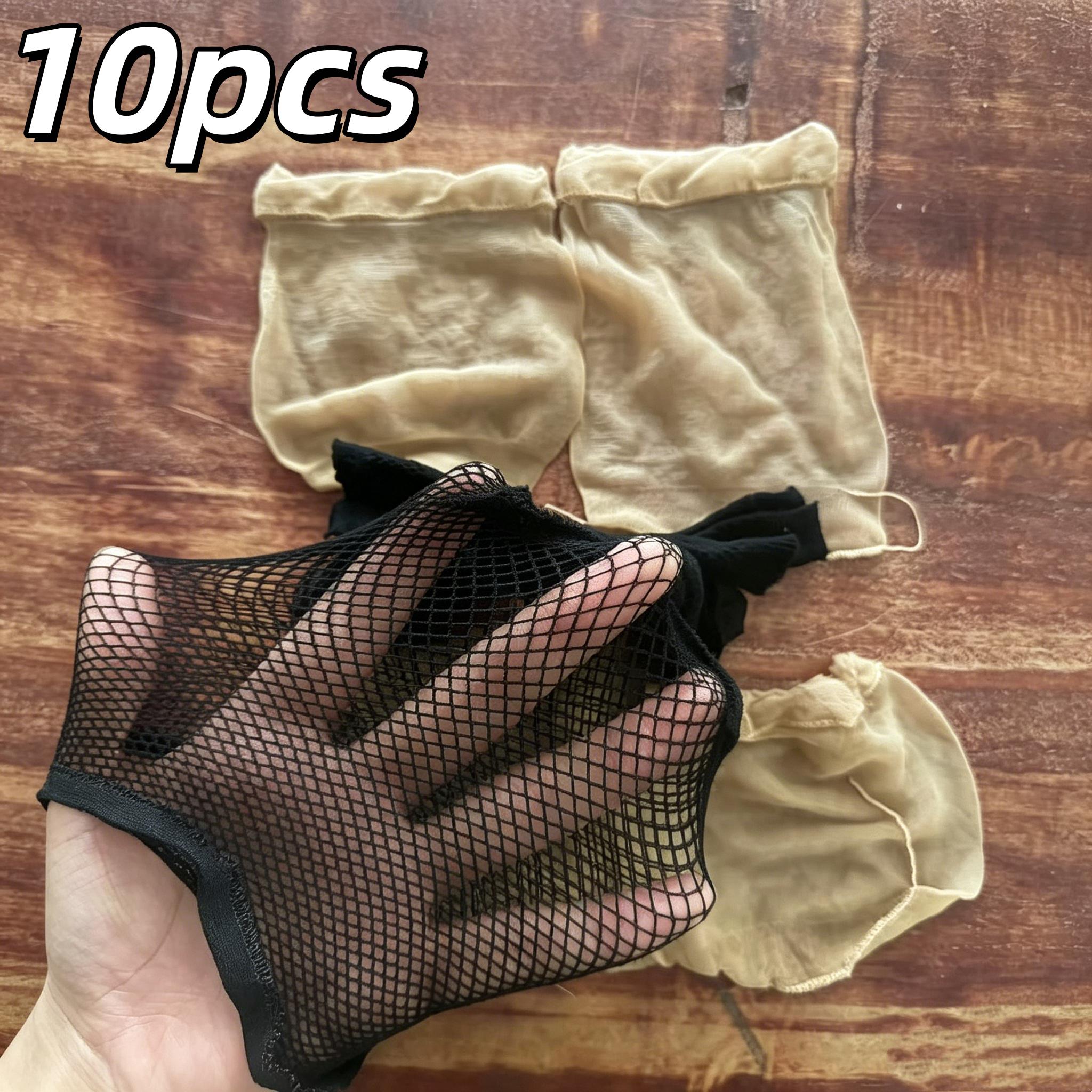 TEMU 10pcs Set: 5 Ultra-thin Light Beige + 5 Breathable Black Lace Wig Caps For Women. Classic Nude Color, Simple And Versatile. High-stretch,