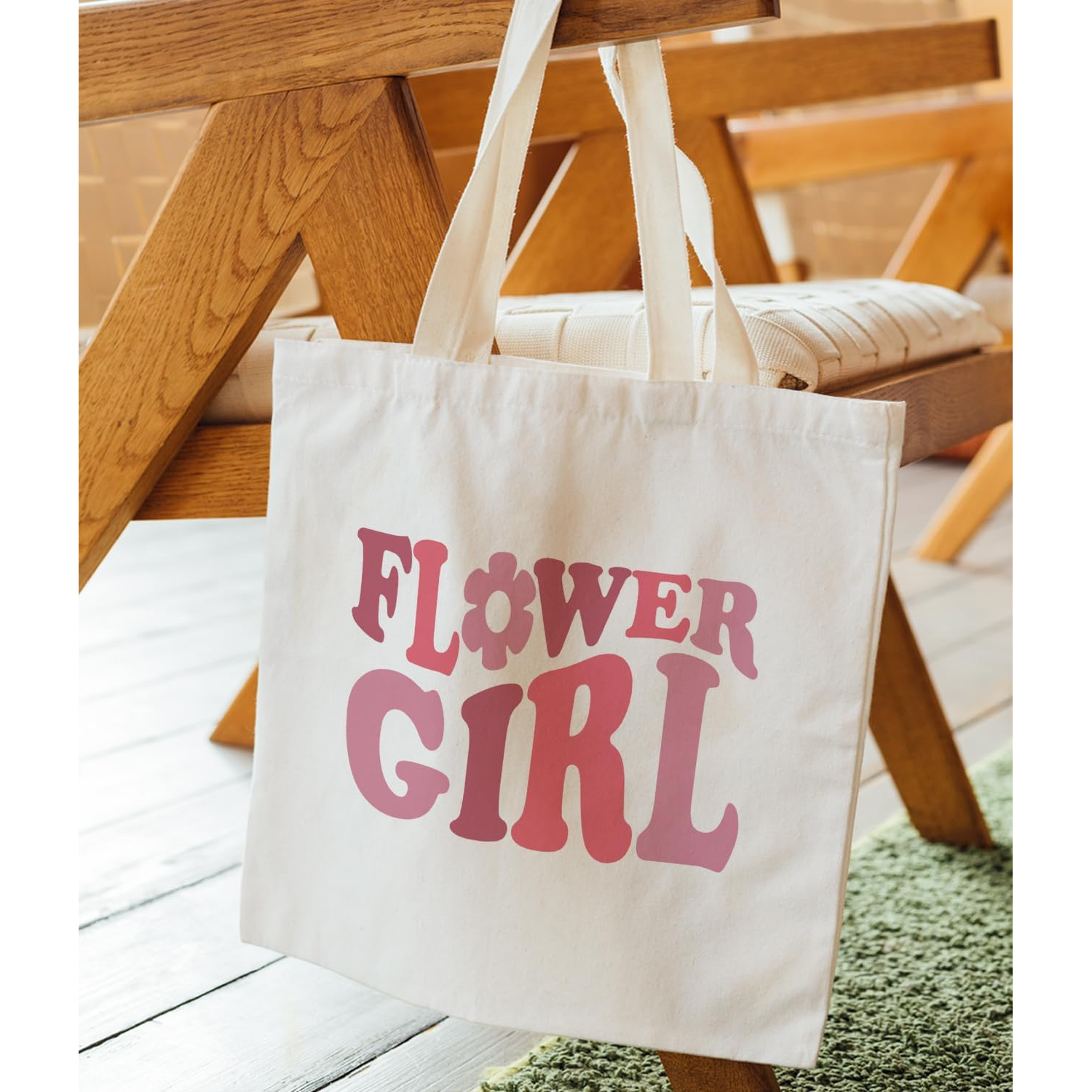 TEMU 1pc Flower Girl Proposal Bag From Bride - Elegant Bridesmaid Wedding Accessory Tote With Wide Handle, Fabric For Wedding, Bride- Gift For Flower