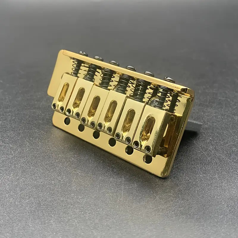 1 Set Alloy 6-String Flat Saddle Single Tremolo Bridge System for Electric Guitar, Including Bridge Plate, Tailpiece, and Installation Accessories- Silvery/Golden/Black, Guitar Hardware