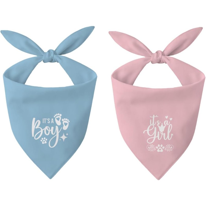 TEMU 2pcs 24.8×11 Inch Announcement Dog Bandana, A Boy Or A Girl Pet Scarf, Gender Reveal Photo Prop, Adjustable Triangle Pet Costume, Adorable Pets