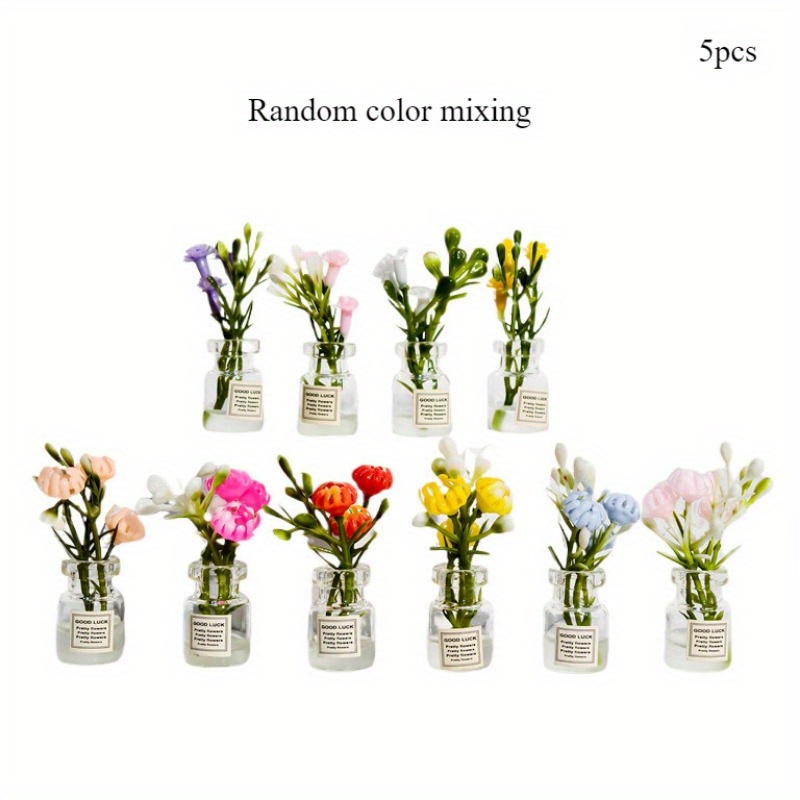 Image of 5pcs Random Color Miniature -the-dark Vase Pendant, 1:12 Scale Plastic Decorative Additions For Party Favors, Tabletop, Craft Making And Car Decor, No Battery Required, Vases For Centerpieces