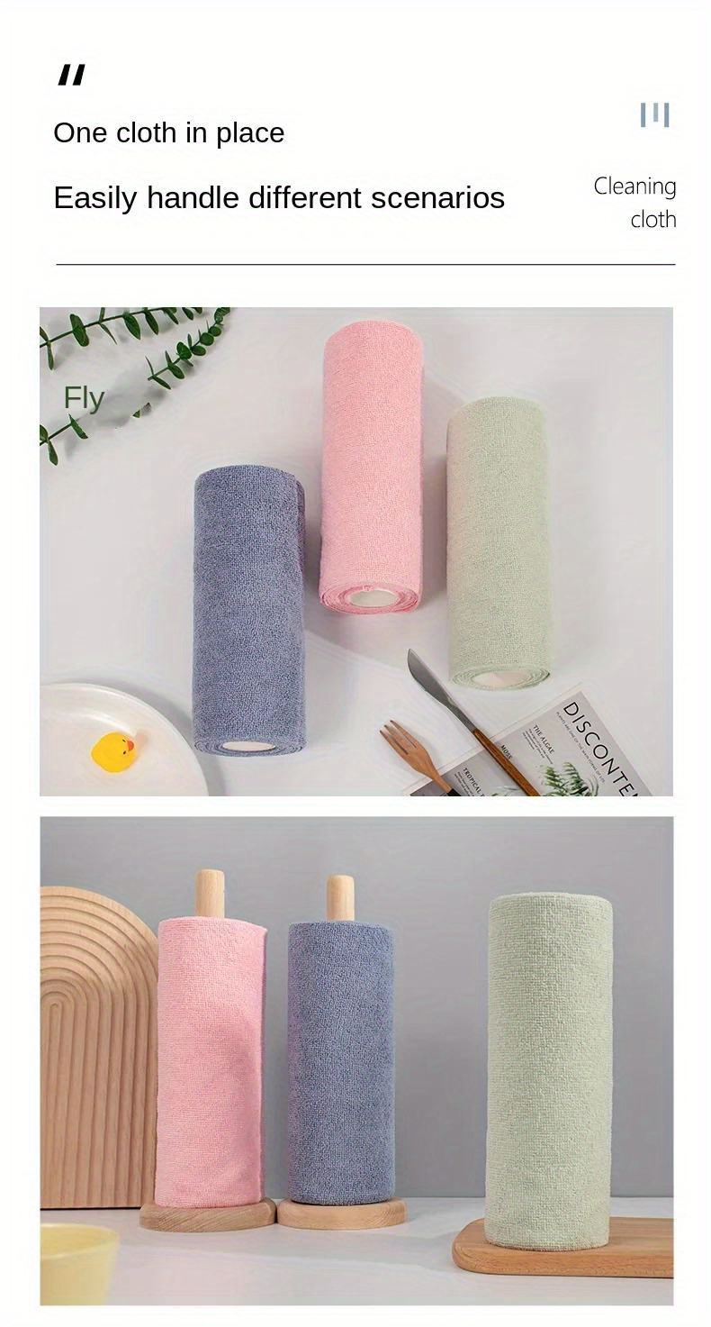 1 roll 20 sheets reusable cleaning wipes microfiber towel rolls household kitchen cloth dish rags wash paper towel replacement canvas for living room bedroom bathroom toilet kitchen woven fabric details 7