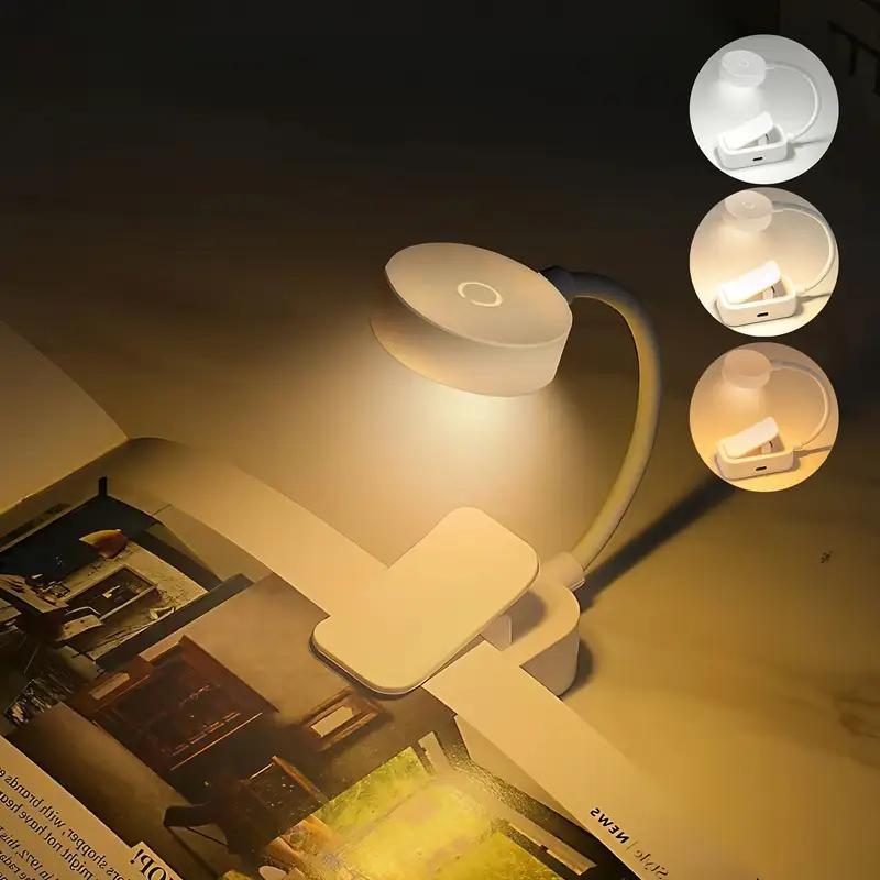 flexible neck reading lamp with 3 color settings for bedroom adjustable brightness compact light compatible with tablets battery operated