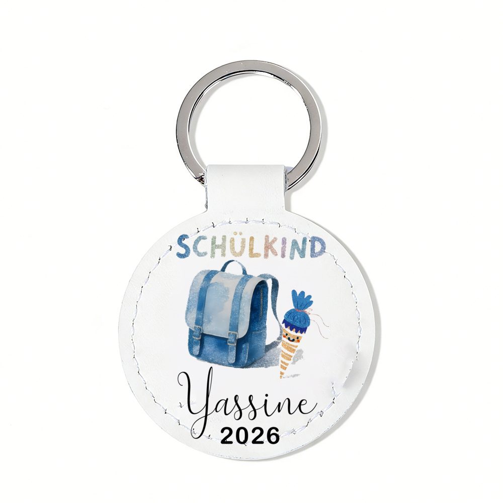 TEMU 1pc 2026 Personalized Schulkind Back To School Ornaments, Custom Name Pu Leather Keychain, Suitable For For Holiday Decorations, School Gift,