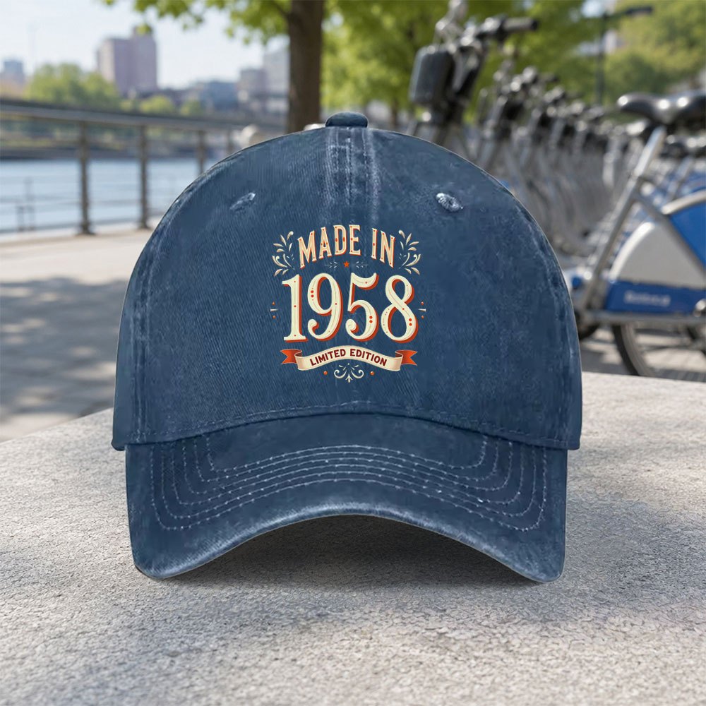 TEMU 1pc Unisex 1958 Retro Theme Washed Baseball Cap Hat Travel Beach Vacation Casual Hat Suitable For Beach Fishing Outing Camping Sports Casual Dad