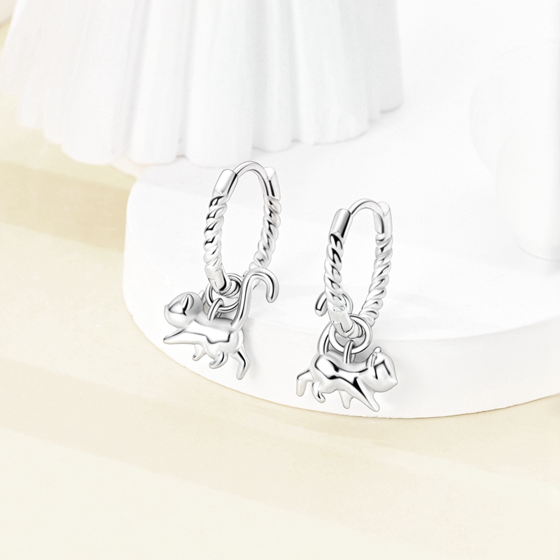 Cute Kitten Ear Cuffs, 925 Silver Hypoallergenic Earrings