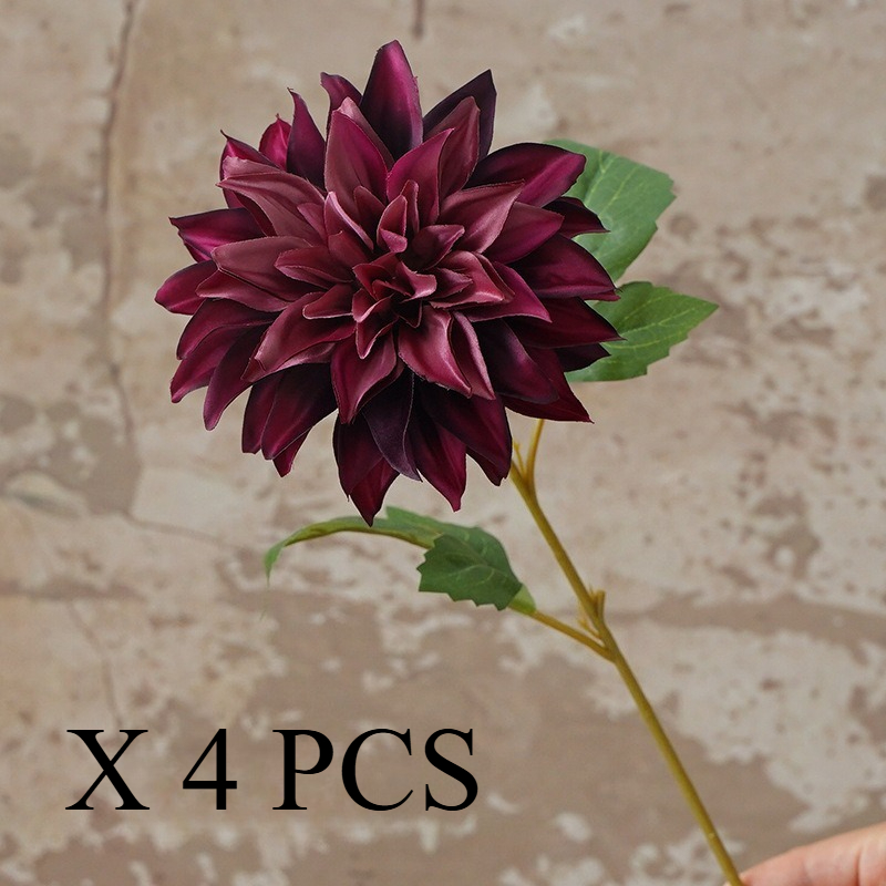 TEMU 4 tiges de dahlia artificielles (20,47 po) , , la décoration. Parfaites remplissage de vase pour toutes , les , la Saint-Valentin, Noël,