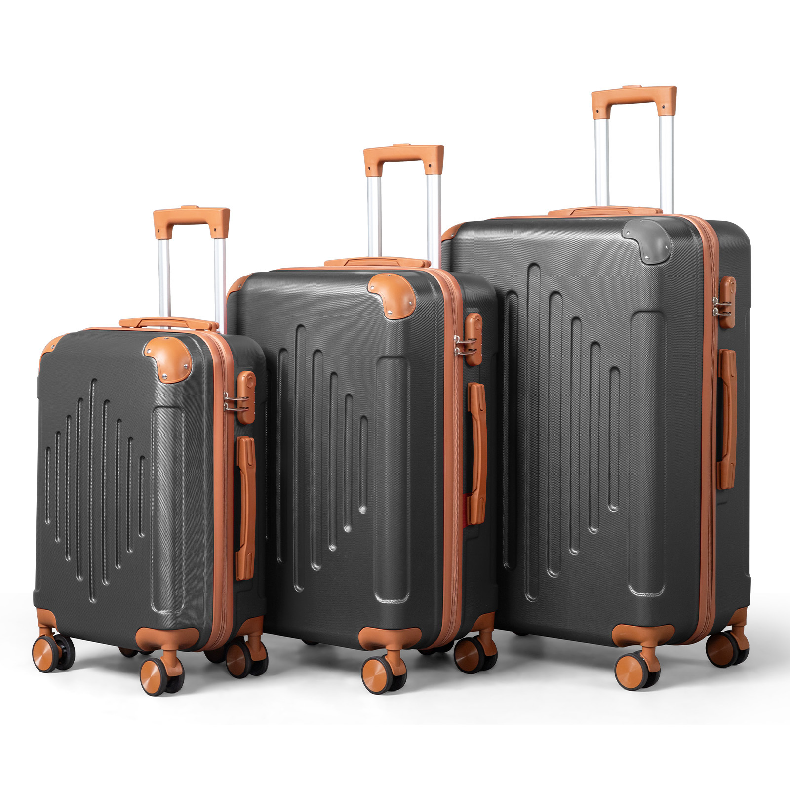 3pcs Hard Shell ABS Suitcase Set with Spinner Wheels