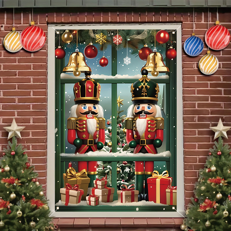 

Nutcracker Christmas Window Banner - 31x47in Decoration, Polyester, Indoor/outdoor Holiday Wall Decor, Gift Design, Merry, Window Cover Banner