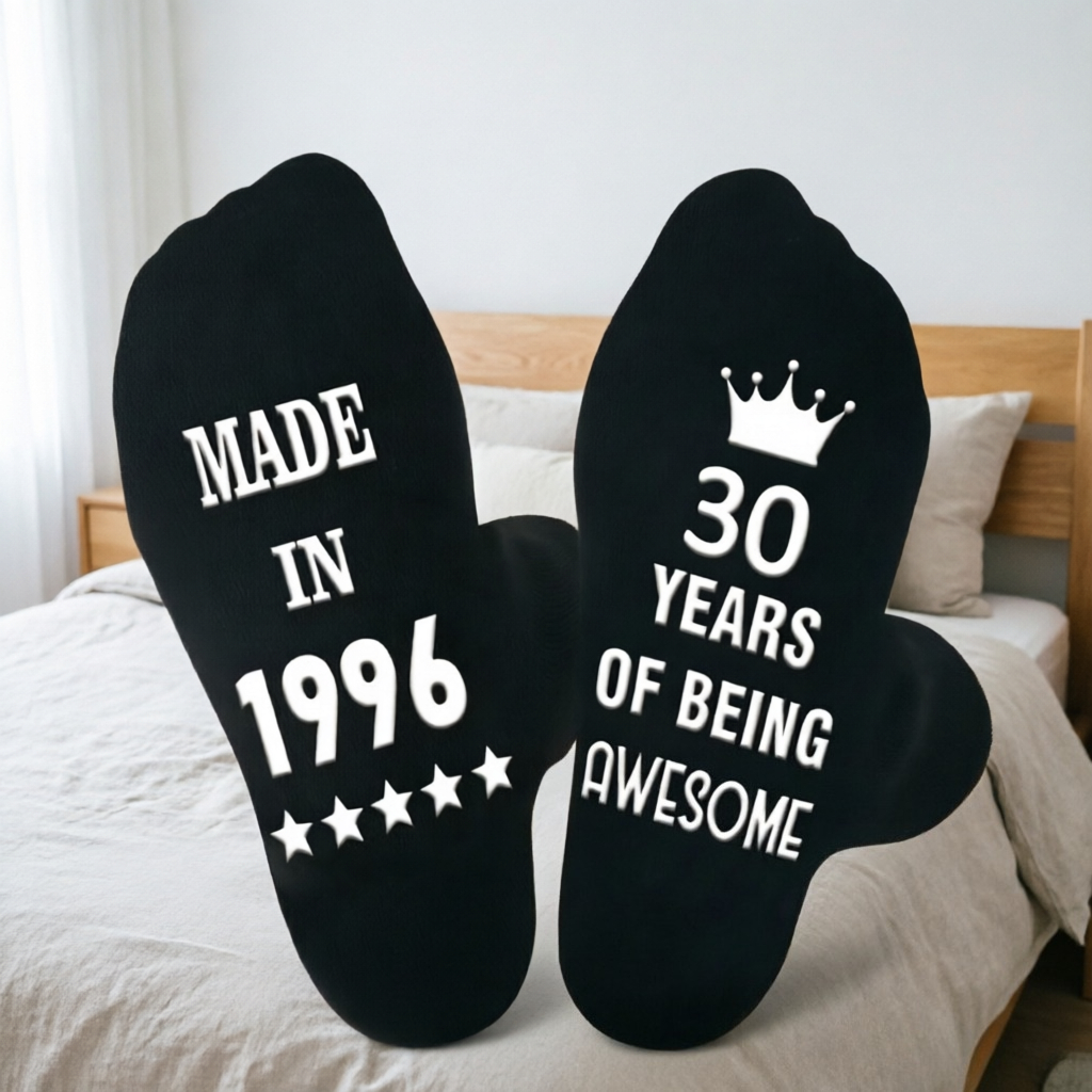 TEMU 1 Pair Of "born In 1996, The Years Of 30" Socks For Men And Women, 1996 Birthday Gift, Non-slip Socks, Men's Socks, 30th Birthday Gift For
