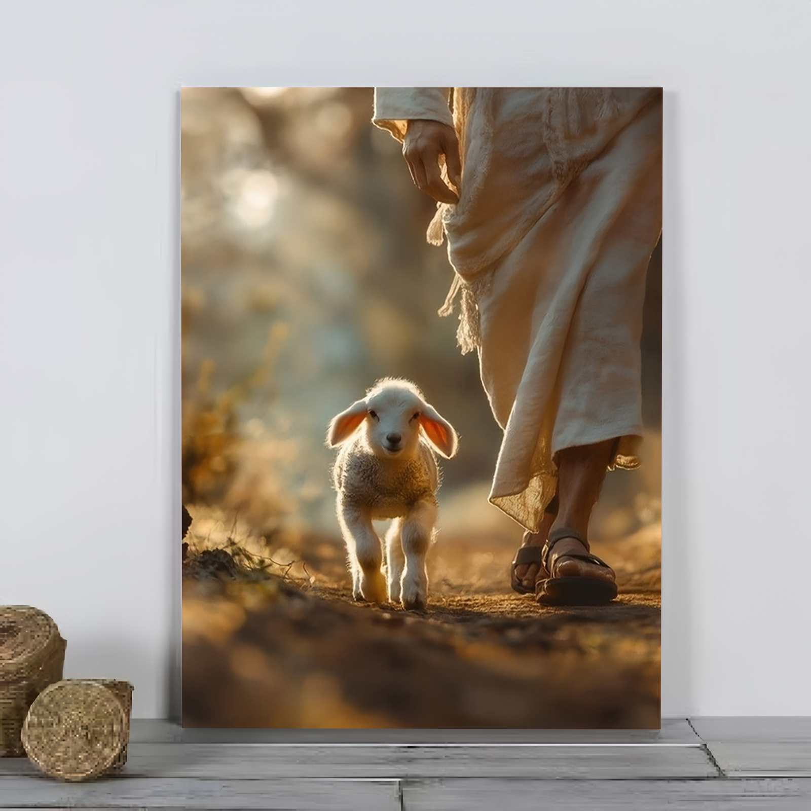 2d Flat, 2d Flat, 1pc Frameless Canvas, And The Religious Warm Series Canvas Art Print, Fun Painting Wall Decor, Home Bedroom Room Bathroom