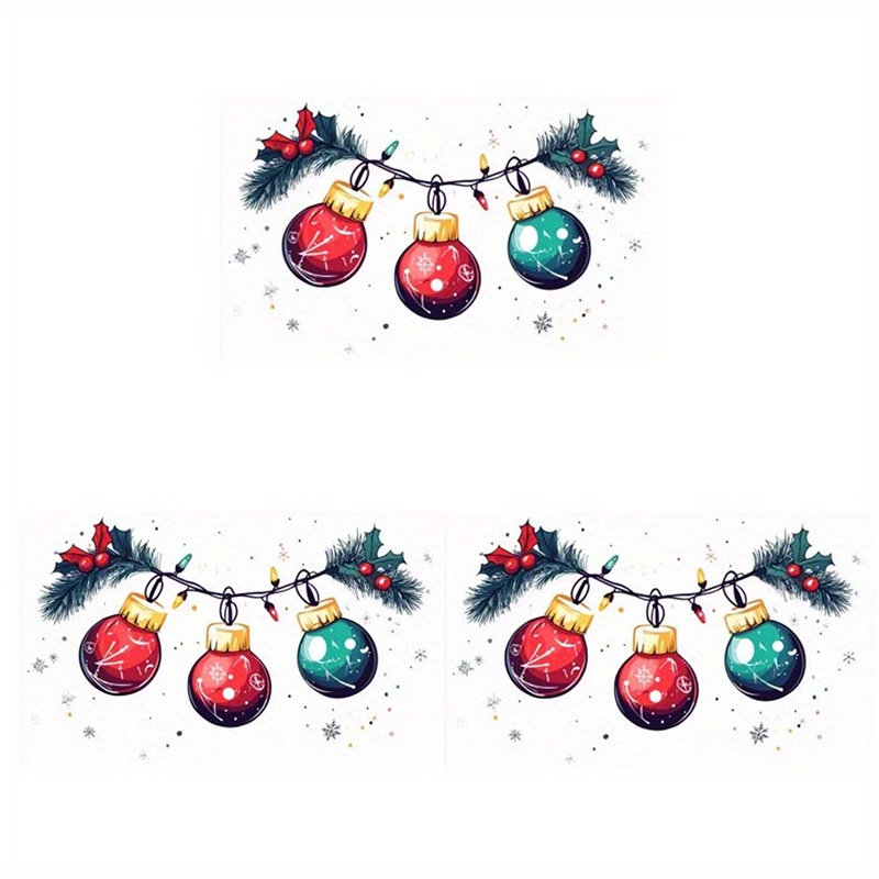 TEMU 3pcs Christmas Decoration Heat Transfer Stickers, Iron-on Patches For Making T-shirts, Pillow Embellishments, Available In Multiple Colors,