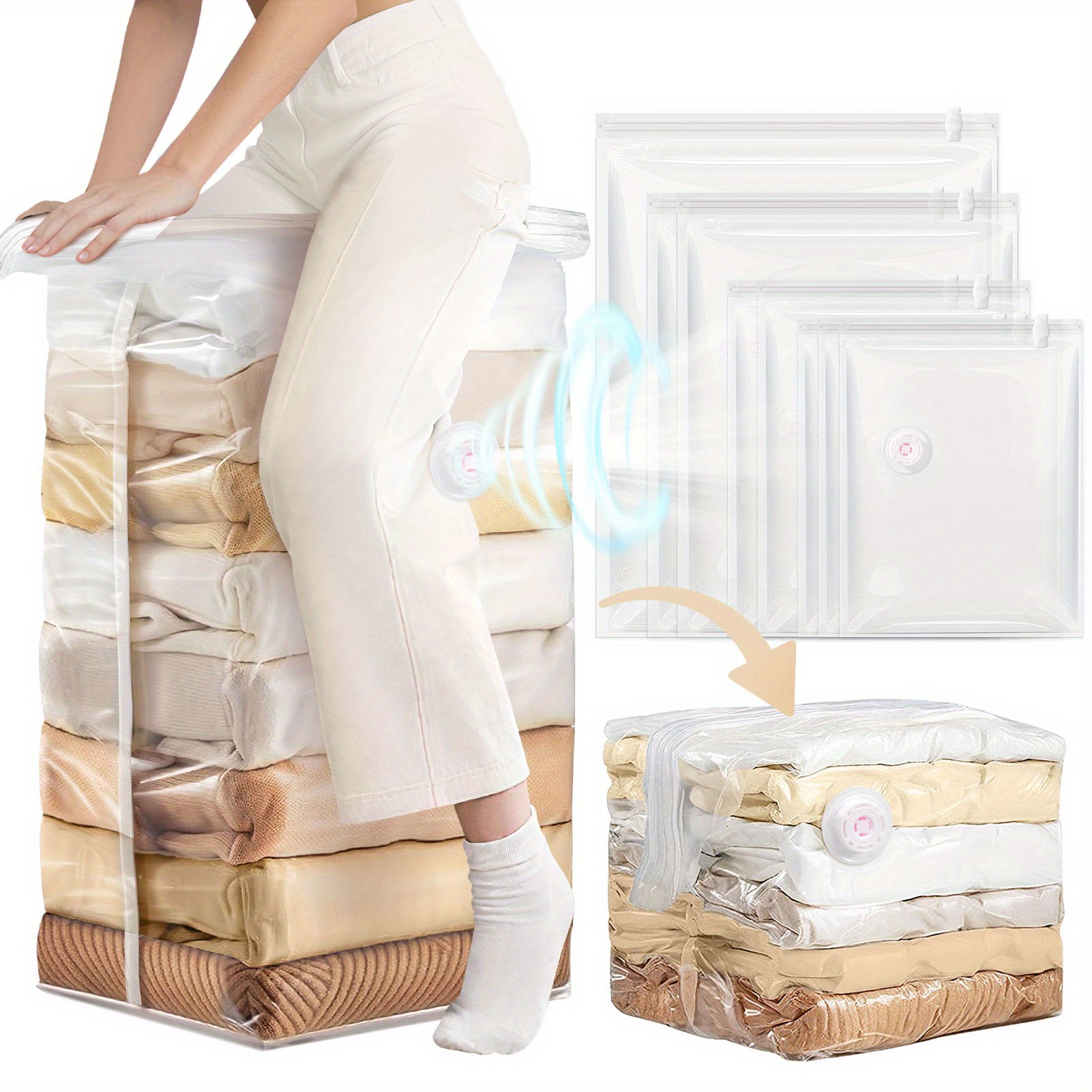 TEMU 8pcs Extra Large Vacuum Storage Bags Cube Vacuum Seal Bags For Clothing Vacuum Bags For Travel Packing And Home Bedding Blankets Organization