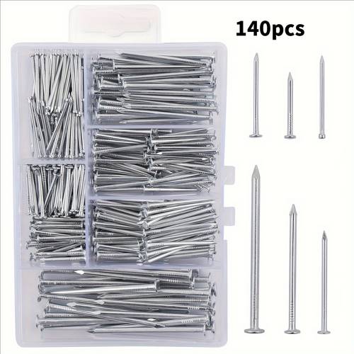 a set of 140pcs hardware nails wall nail storage box 6 sizes suitable for home decoration construction sites and