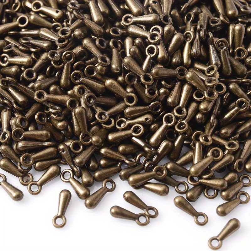 Image of 3x6mm Alloy Metal Teardrop Positioning End Beads Pendants For Extended Chain Pendant Jewelry Making Parts Materials Necklace Bracelet Earrings Jewelry Additions 300/600/900/1200pcs