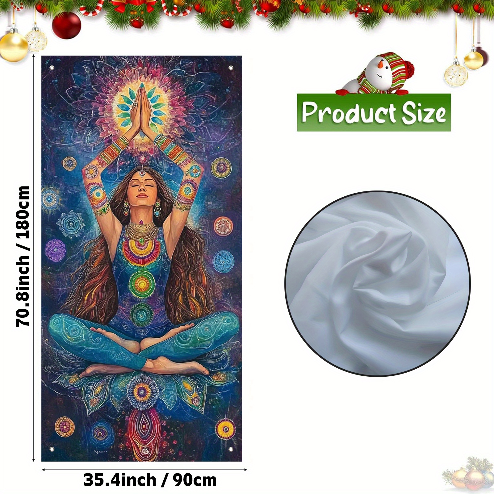 TEMU 2d Flat, 2d Flat - 2d Door Banner 2d Flat, 2d Flat - 2d Door Banner 1pc, 2d Door Banner Yoga Meditation Party Banner Door Cover, 35.4 X Inches,