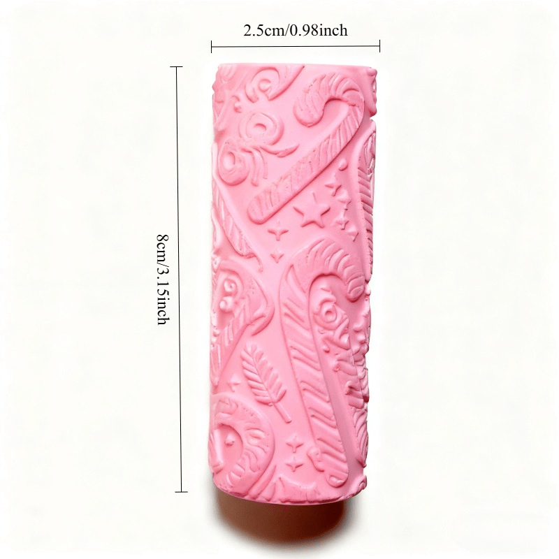 TEMU Candy Cane Shaped Roller Stamp With Cane Tip & Shaft - Plastic Polymer Clay Texture Suitable For Diy Crafts, Pottery, Playdough, Clay Stamps For