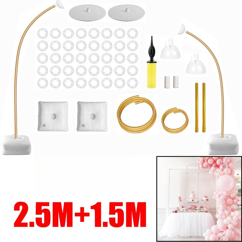 2.5m/1.5m Balloon Arch Support, Sturdy Design With 2 Water-filled Bags, Easy To Assemble, Long-lasting Support Frame, Ideal For Weddings, Anniversaries, Birthdays, Parties & Festival Decorations
