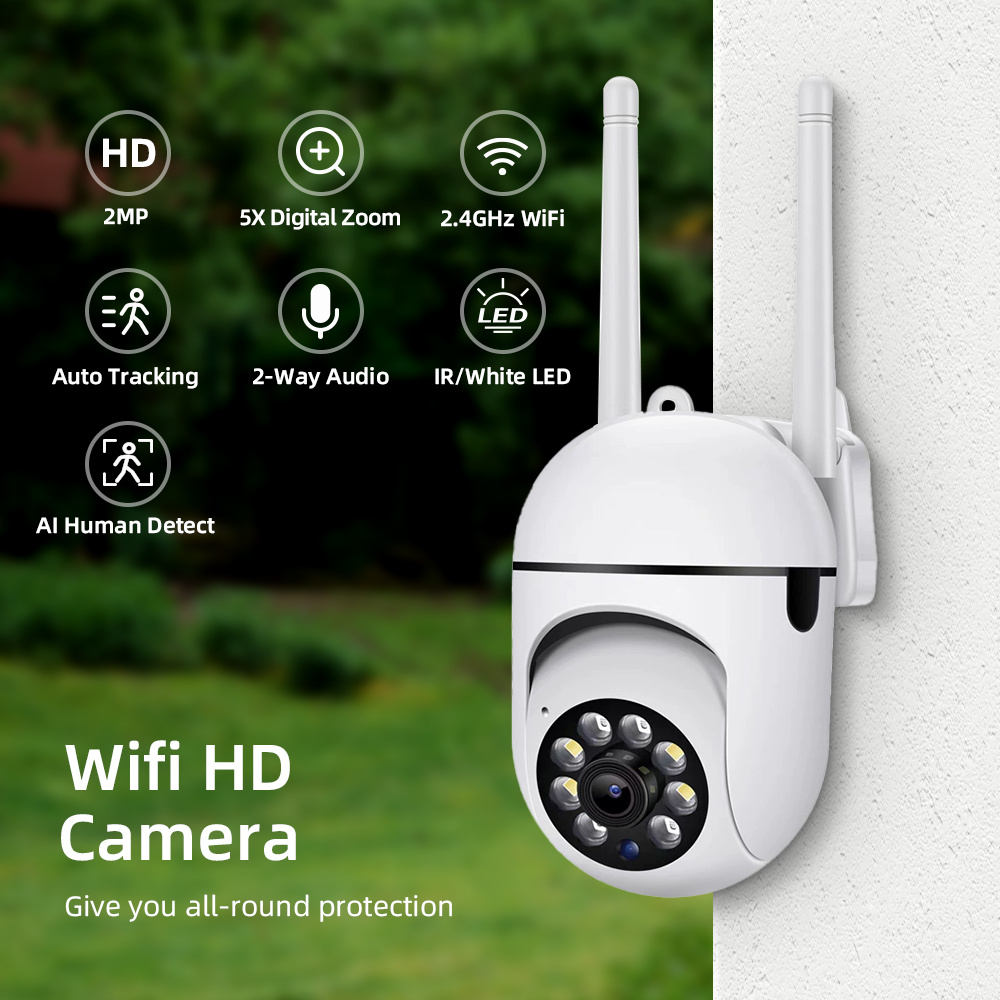 Two Packs of Outdoor Security Cameras, Wireless IP Camera Home Security System, Floodlight Artificial Intelligence Motion Detection, Two-way Audio, Infrared Night Vision, Video Surveillance Camera details 0