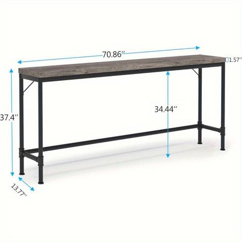 70 9 inch ultra long sofa console table industrial rustic narrow storage table behind couch bar height entryway table with wood space saving living room furniture easy assembly