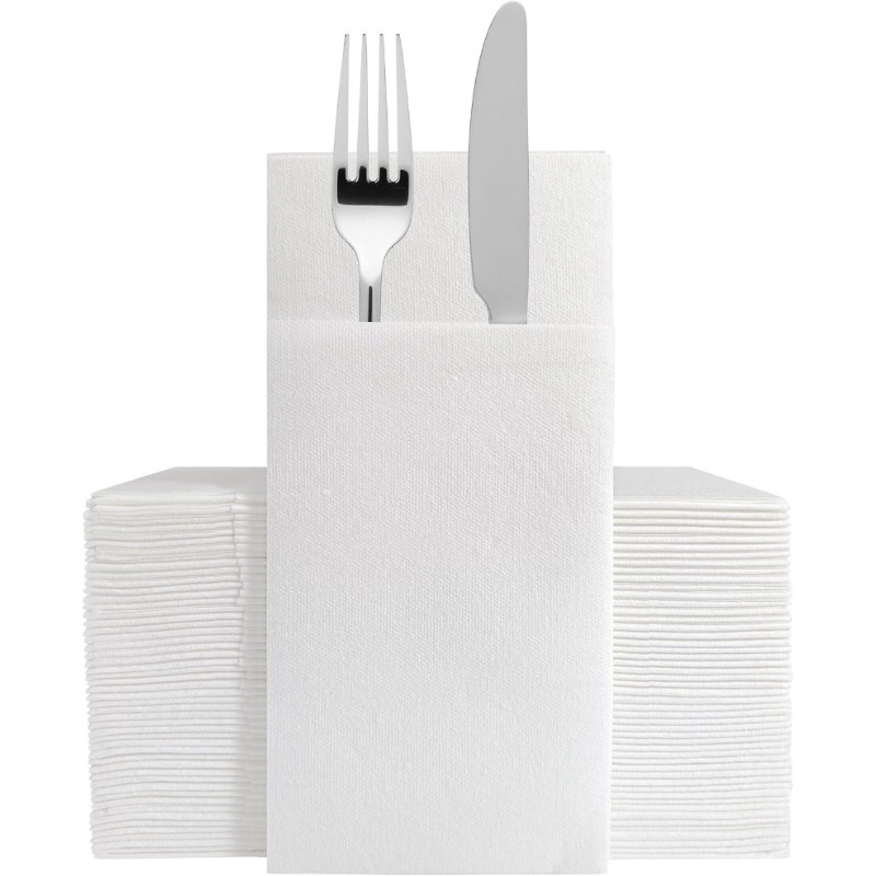 E-shop 50 Stück Elegant Servietten mit Bestecktasche – Hochwertige Papiertücher für Hochzeiten, Partys & Abendessen – Ideal für formelle Anlässe,