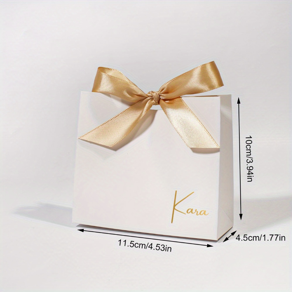 TEMU Cadeau pour elle/lui 10/50pcs Personnalisé avec Nœud en Ruban de Satin, Boîte à Bonbons de Luxe Noire pour Mariage Anniversaire de Diplôme, Sac