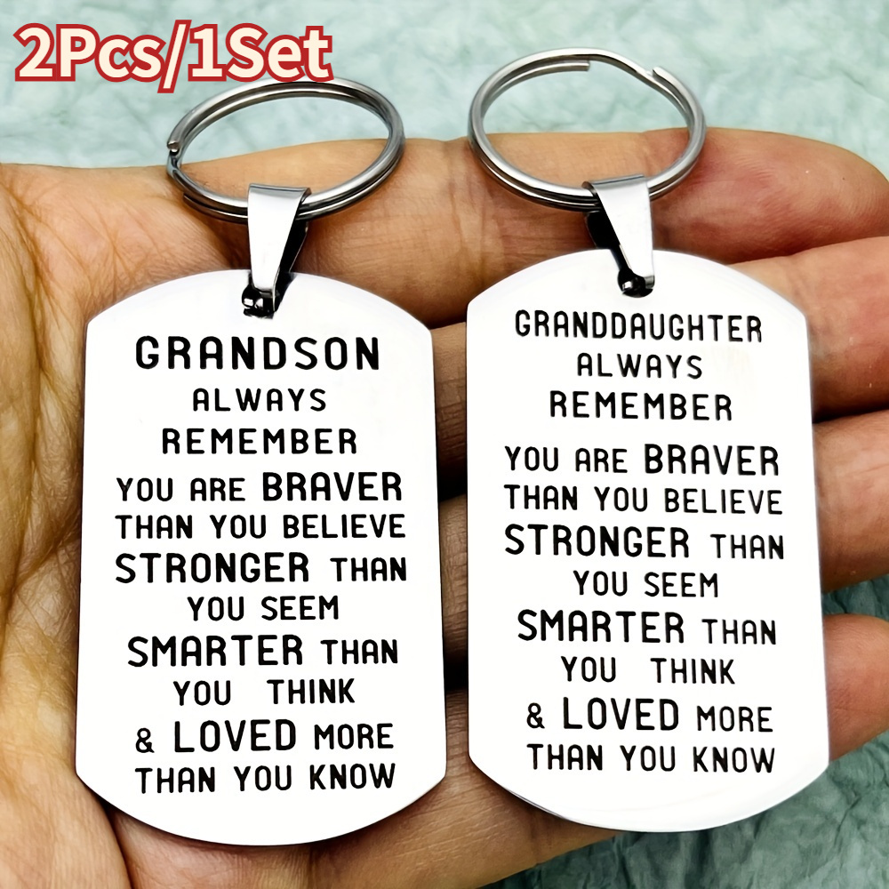 

2pcs Inspirational Stainless Steel Keychain Set - Personalized Gifts For & Granddaughter With Encouraging Messages - & Universal Fit - Ideal For Graduation, Birthday, Christmas