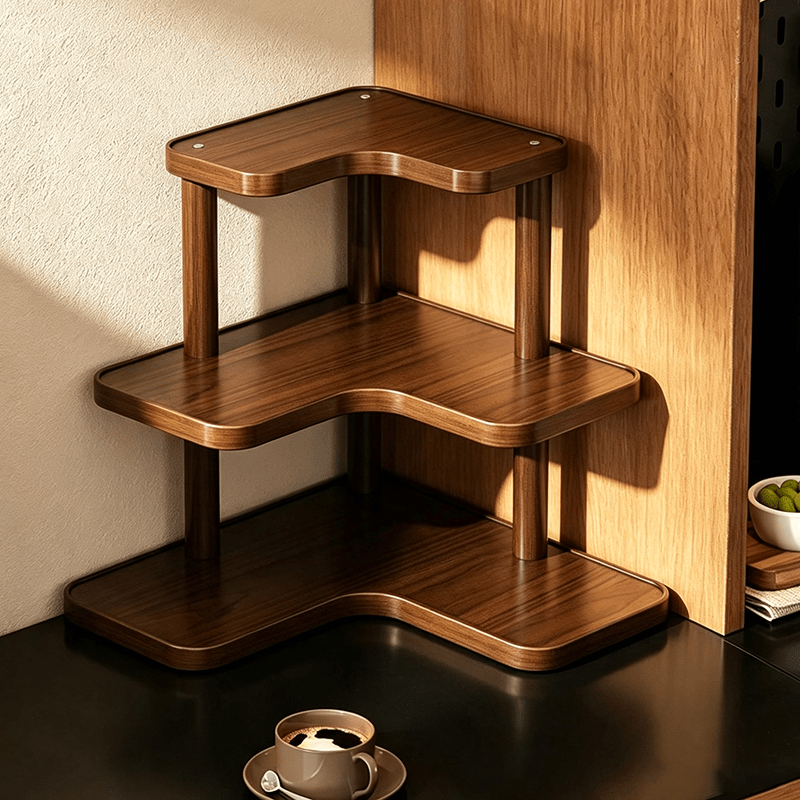 TEMU Étagère d'angle à 3 niveaux en vintage, Organisateur de comptoir multicouche, Présentoir décoratif pour bureau, cuisine, coiffeuse, Organisateur