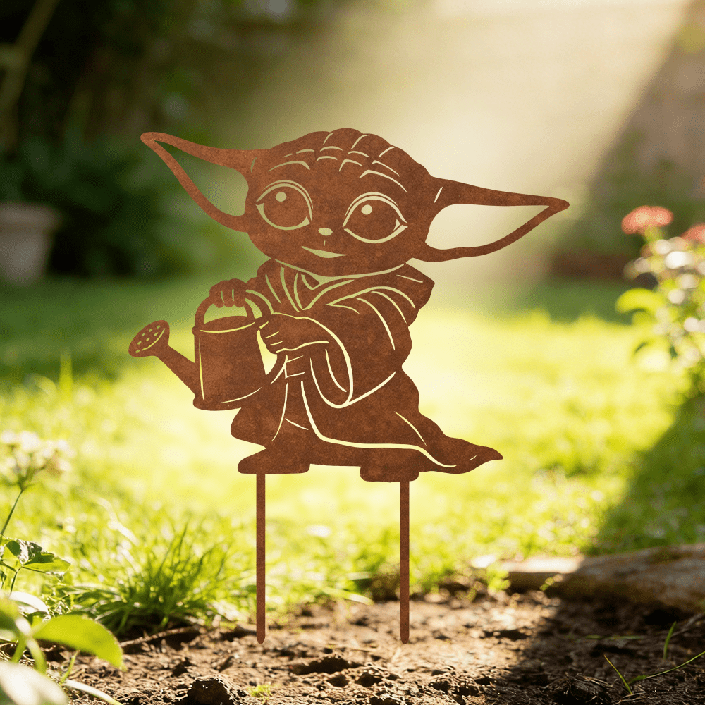 E-shop 【2D Flat】 [2D Flat] Star Wars Yoda Retro Metall Gartendekoration, freistehende Außendekoration, kein erforderlich, geeignet für Töpfe,