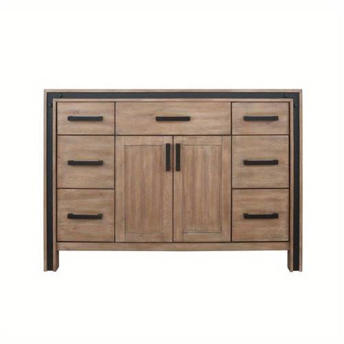 rustic design bathroom vanity 48 w x 22 d with 6 drawer storage black metal handles open shelf no electrical needed durable fabric memory foam construction for bathrooms bathroom decor and accessories surface mounted cabinet vintage aesthetic