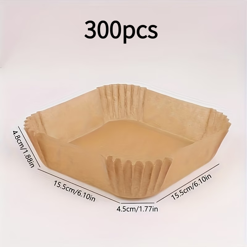 300pcs Square Air Fryer Liners, 6 Inch Oil-proof Grooved Edge Baking Paper, Heat Resistant Parchment Paper For Air Fryer Oven Microwave Bbq, Home Kitchen Essential