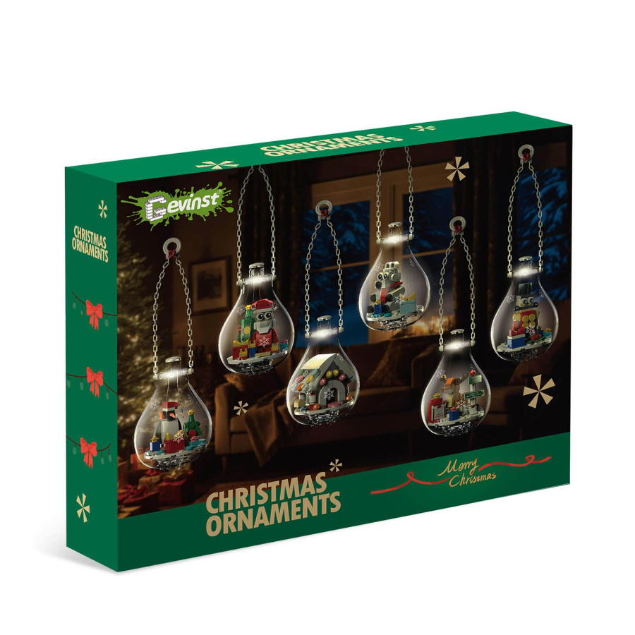 TEMU [Livraison en 48h] Kit de construction de modèle de Noël 6-en-1, 1000 pièces, décorations festives de boule à lumière, présentations