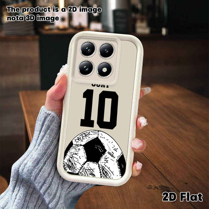 넘버 10 풋볼 킹 패턴 프린트 휴대폰 케이스, xiaomi   note 8/9/10/11/12/13/14 시리즈 및   8/9/10/12/13 시리즈용, 흑백 스타일, 풀커버, 충격 방지, 소프트 케이스, 남녀공용, 2d 프린팅