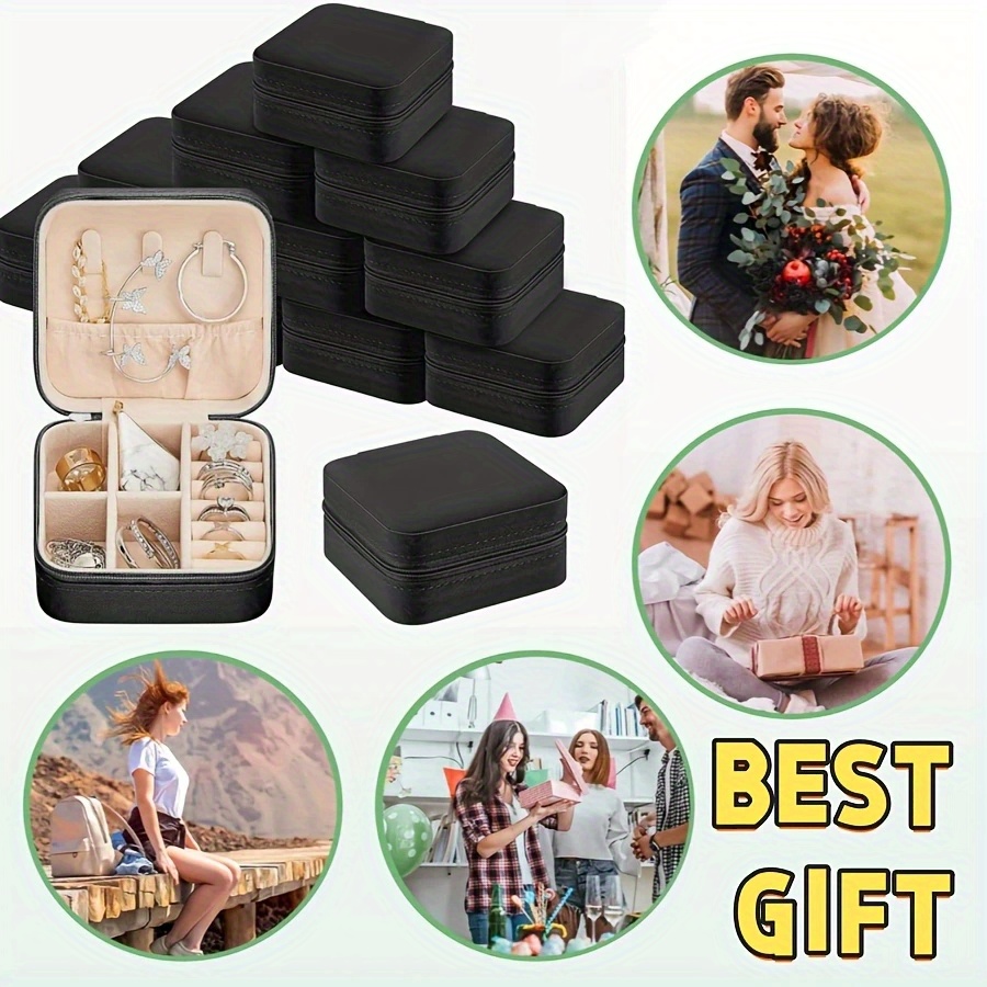   8pcs travel jewelry case bridesmaid gifts box for jewelry storage pu leather portable earring storage box for women bridesmaid proposal gifts perfect gift for valentines day mothers day christmas and graduation season best for christmas   thanksgiving Product details 0