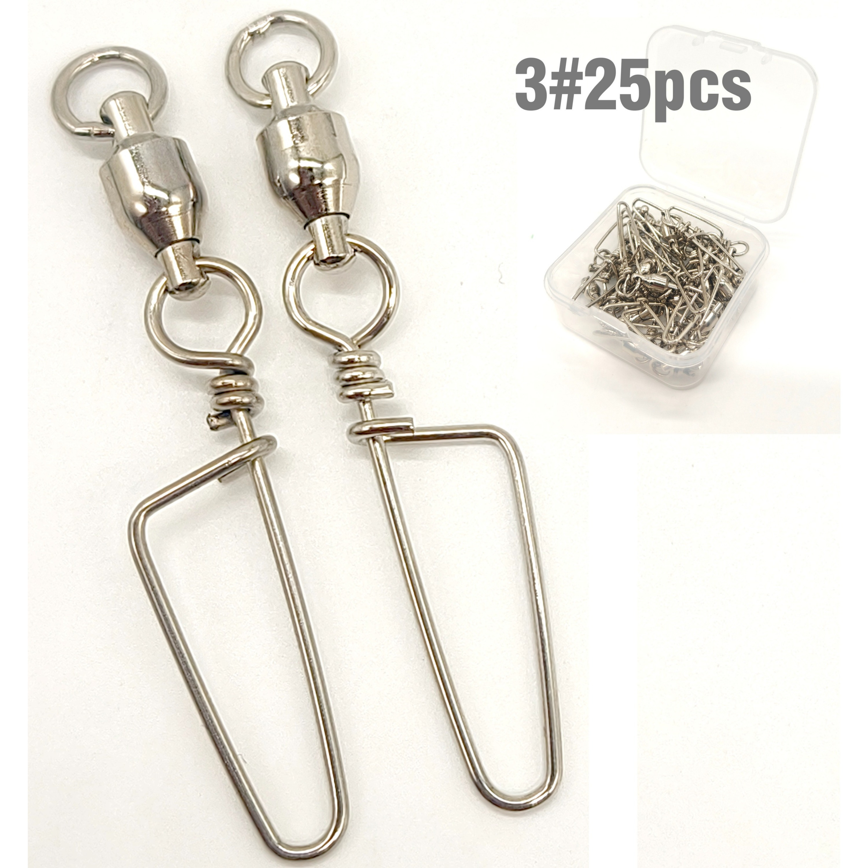 25pcs Fishing Snap Swivels Ball Bearing Swivels Stainless Fishing Swivels Saltwater Resistance Swivel For Freshwater Fishing