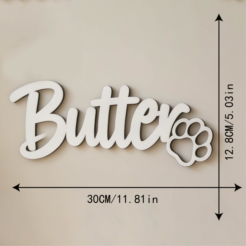 TEMU Letrero Personalizado con un de Mascota Minimalista en Letra Blanca y una de Pata, para Habitaciones de Mascotas y Decoración. Regalo para